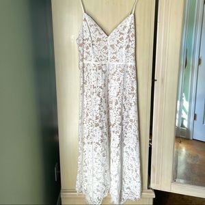 Lulu white lace midi dress